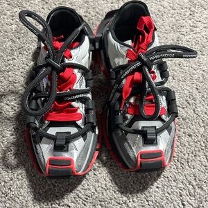 Dolce & Gabbana Kids' Black, Red, and White Sneakers